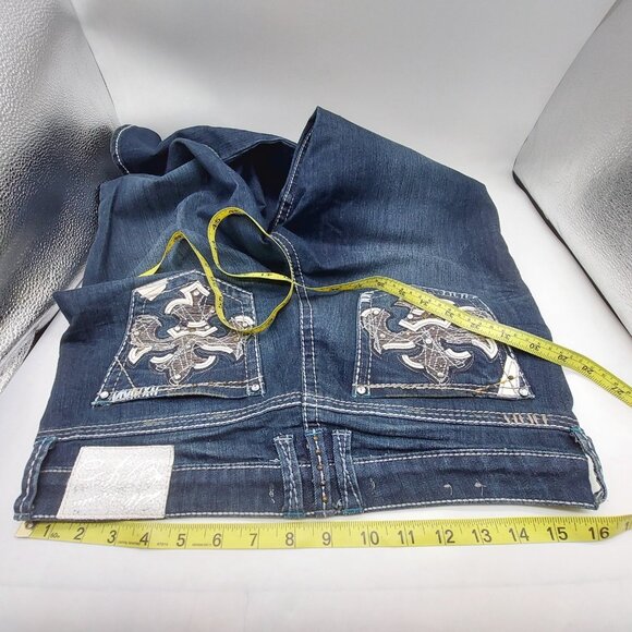 Hydraulic Metro Flare Dark Wash Jeans Embellished Size 12 - Picture 3 of 8
